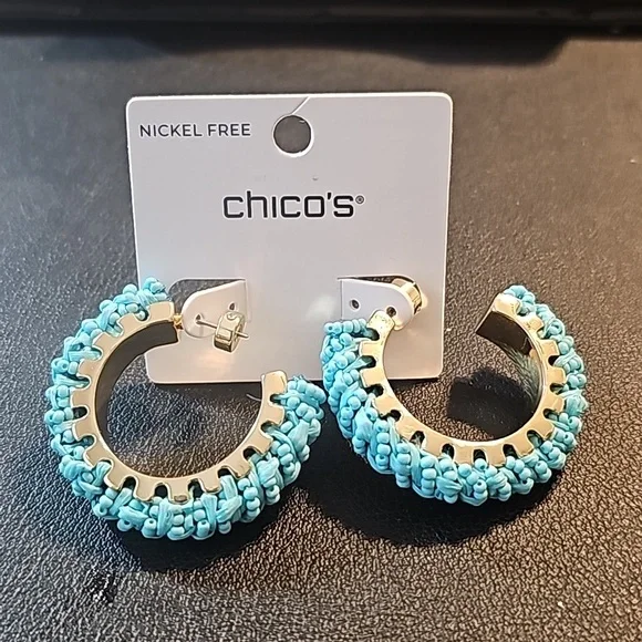 Chico's Turquoise Hoop Earrings - Picture 3 of 4